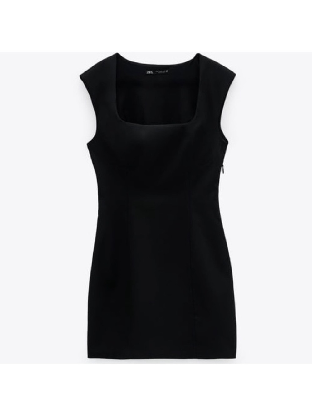 Zara Black Square Neck Bodycon Mini Dress - Picture 3 of 10